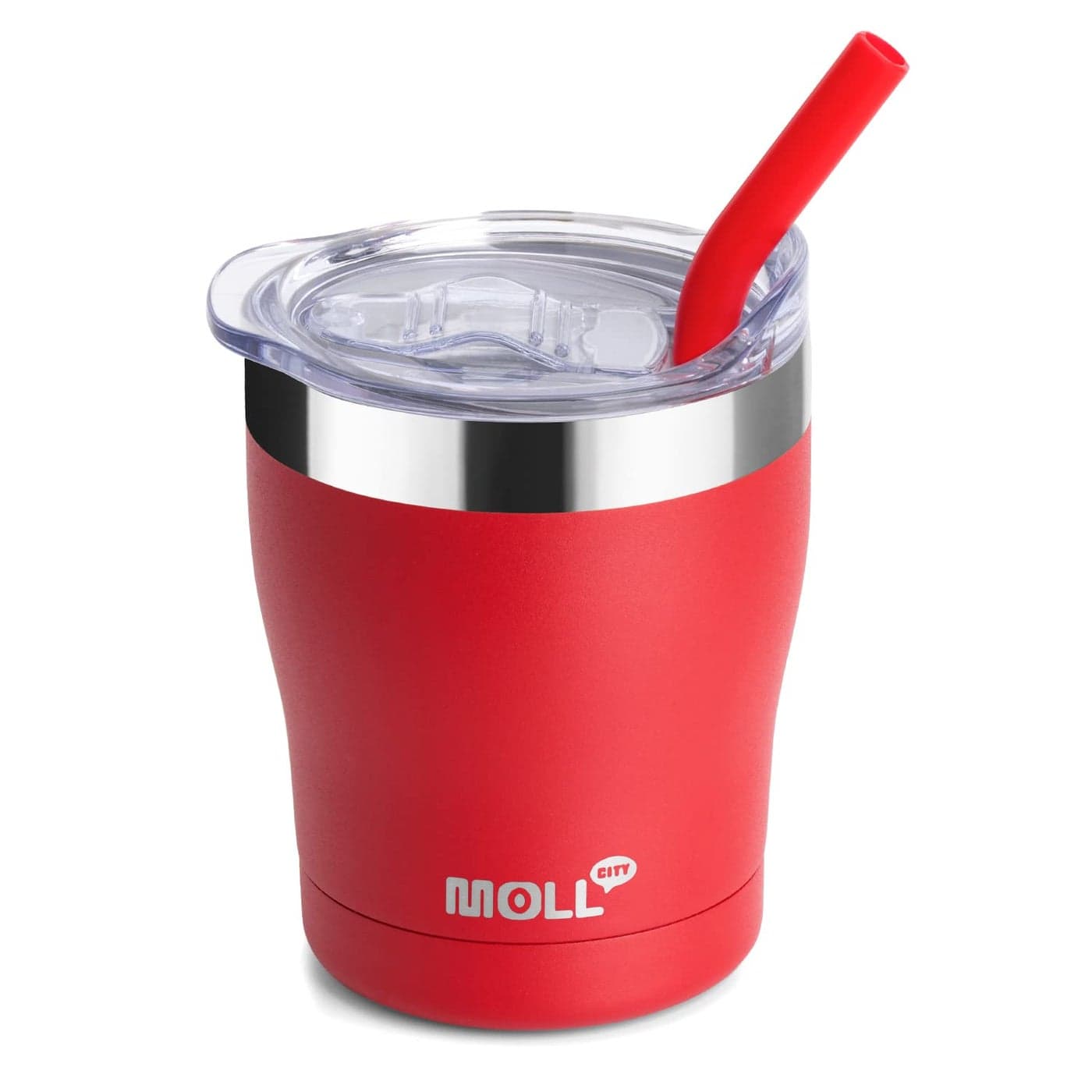 Mollcity Kids Cups9 oz Tumbler with Lid and StrawStainless Steel Double Wall Vacuum Insulated Tumbler Cup for Kids Adults BPA Free and Sweet Free Canyon Red
