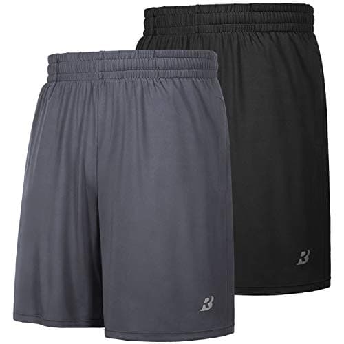 Roadbox Workout Shorts for Men Athletic Gym Running Basketball Quick Dry Short 7 Inch with Pockets for Fitness Sports 2 Pack