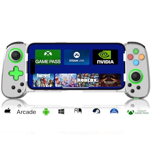 arVin Wireless Gaming Controller for iPhone, Android with Phone CASE Support & Green Light, Bluetooth Gamepad for iPhone/iPad/Samsung/Tablet/Switch/PS4/PC, Call of Duty Mobile, Genshin Impact, Diablo