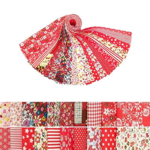 40 Pcs Jelly Roll Fabric Strips for Quilting Crafting Sewing 265 x 20 Inch PreCut Cotton Strips Bundles Red Floral Jellyroll Fabric for Blanket Upholstery Holiday Home Decor Purse Making