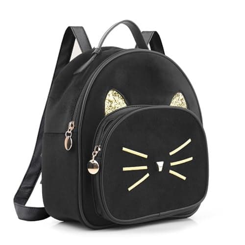 XMRSOY Teen Girls Cute Cat Mini Backpack Velvet Daypack Portable Shoulder Bag