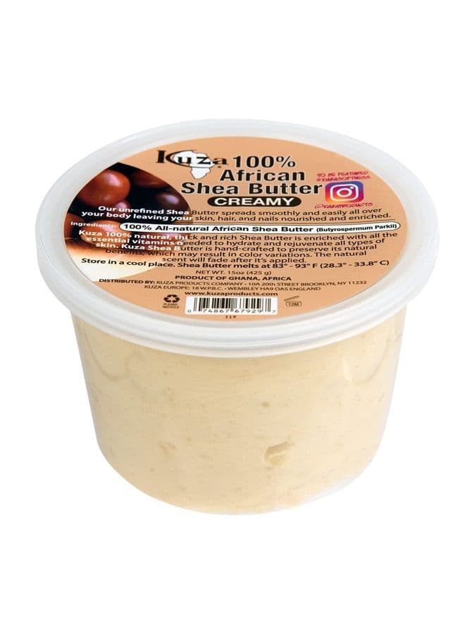 100% Pure African Shea Butter with Borututu, White Creamy - 15oz. - Moisturizer for Hair, Skin & Nails
