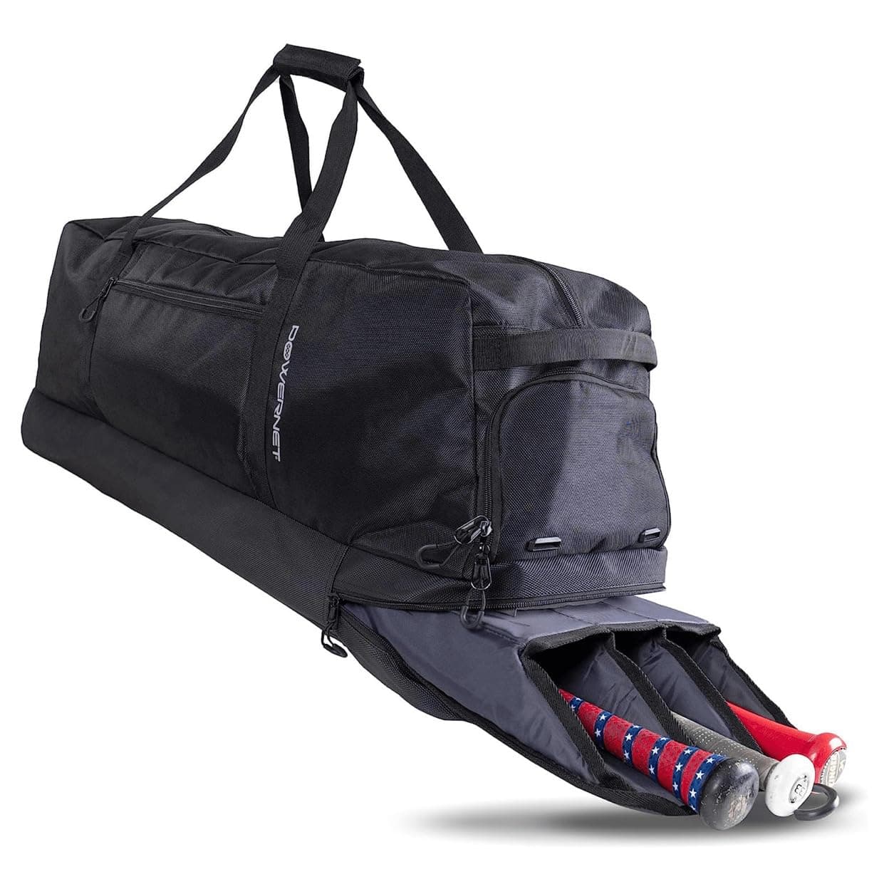 PowerNet Pro Bat Vault Duffle Softball Baseball Duffle Bag with Removable Padded Compartment Fits 34 Inch Bats Hook Baseball Gear Bag to Fence
