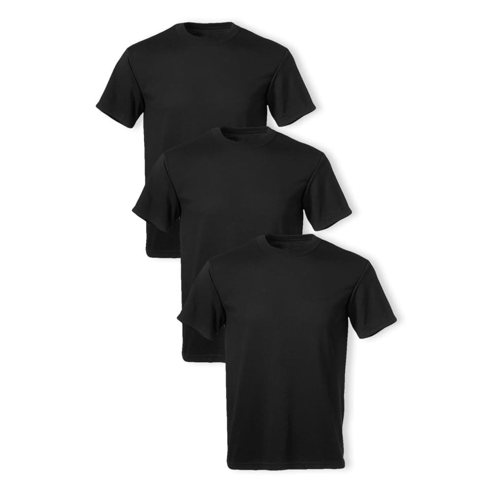 Soffe Mens 3 Pack USA PolyCotton Military Tee Black Medium