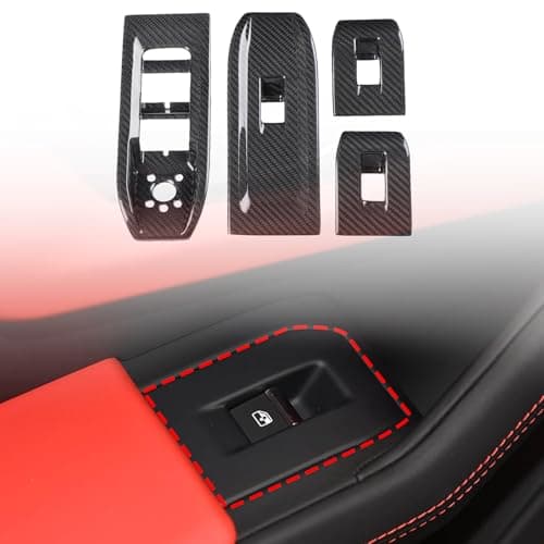 Door Window Lift Control Button Cover Trim Compatible with Lamborghini Urus 2018-2021, Carbon Fiber Interior Decoration Accessories