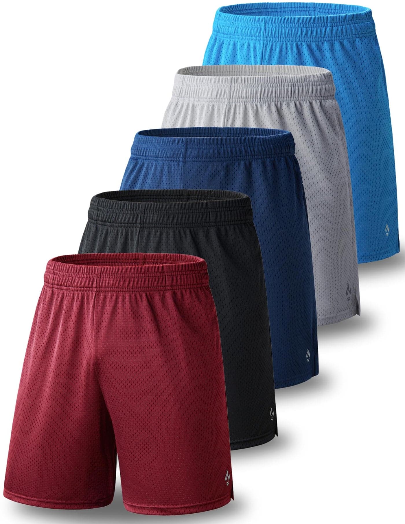 Liberty Pro 5 Pack Men's Athletic Shorts 9 Inch Inseam, Mesh Basketball Gym Shorts with Pockets, Quick Dry Workout Shorts (Set 1, X-Large)