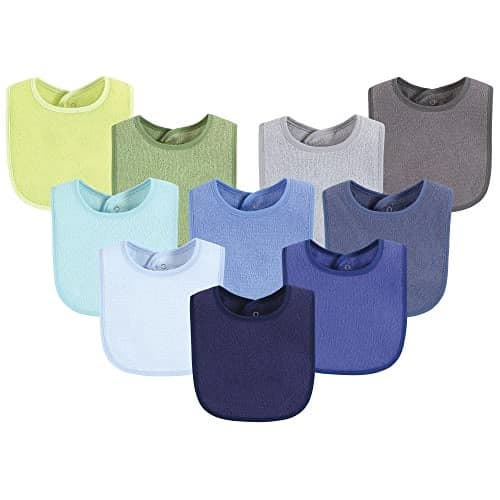 Hudson Baby Unisex Baby Drooler Bib with Waterproof Lining, Blue Lime, One Size