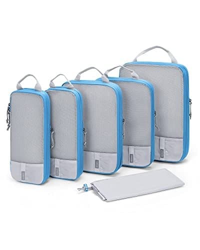 BAGSMART 6 Set Compression Packing Cubes for Travel, Lightweight Vacation Travel Essentials, Travel Accessories for Suitcase Organizer Bags Set, Durable Luggage Organizer Travel Bags