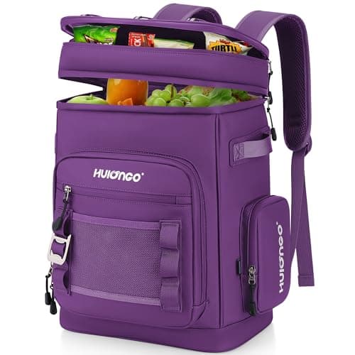Hulongo Large Waterproof Insulated Cooler Backpack for Men & Women, Leak Proof Cooler Backpack for Camping, Beach, Fishing, Picnic, Travel, Outdoor, 30L, 48Cans (Purple)
