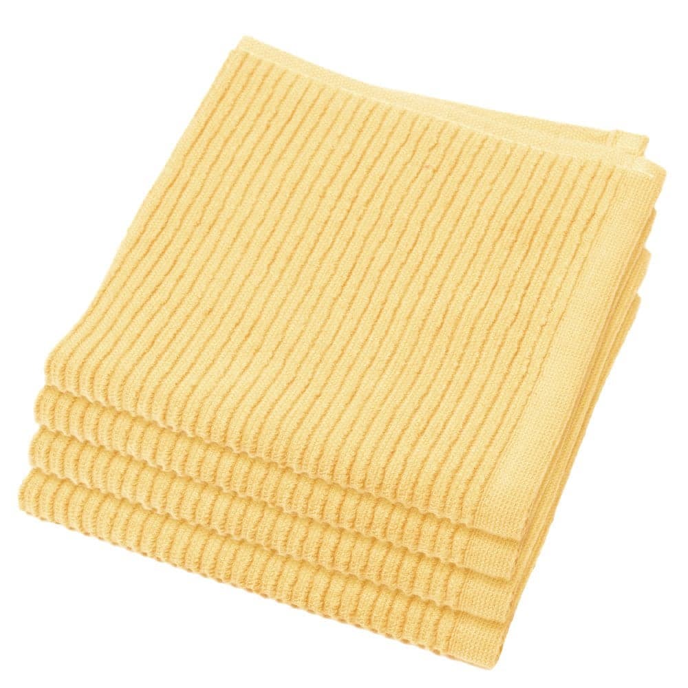 Now Designs Kitchen Dishcloths Ripple, Set of 4, Lemon Yellow, 4 Count