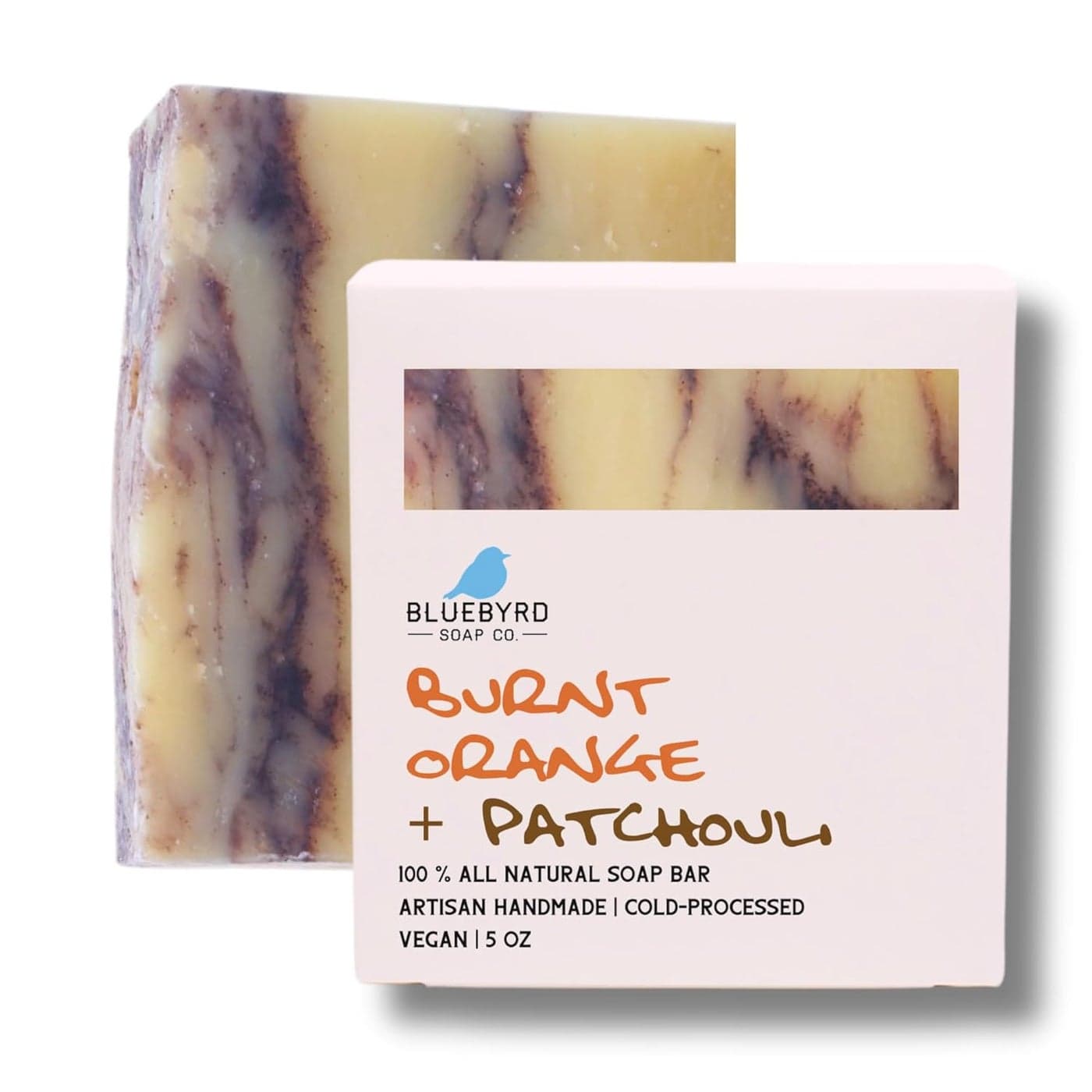 BLUEBYRD Soap Burnt Orange Patchouli All Natural Soap Bar | 100% Essential Oil Bar Soap with Organic Natural Cleansing Ingredients | USA Vegan Body Wash Soap Bar for Women & Men (Burnt Orange)