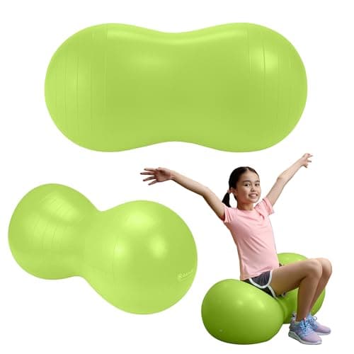 Gaiam Kids Active Seat Peanut Shaped Bounce Desk Chair -Exercise Yoga Balance Sitting Ball - Sensory Toys- Flexible Seating, Wiggle Seat for Boys and Girls - Lime