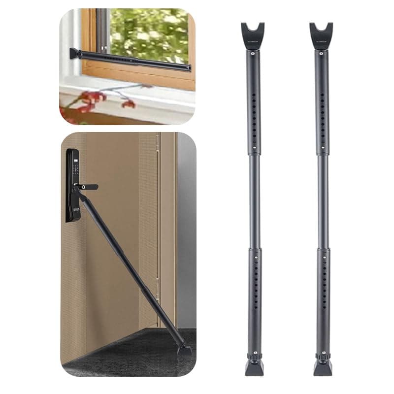 HoneSecur 2 Pack 2in1 Door Security Bar Sliding Patio Door Stopper Security Jammer Bar Child Proof Adjustable Constructed of High Grade Iron Window Doors Security Bars Black