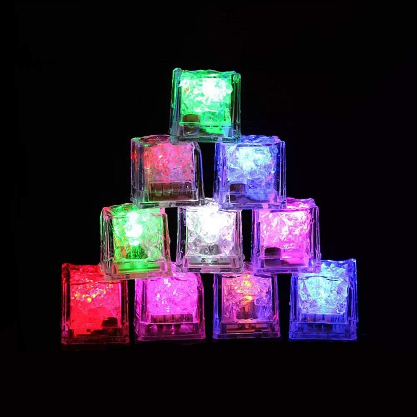 LED Ice Cube Shape Lights Liquid Sensor Glowing Light up Ice Cubes for Drinks Bar Party Wedding Decorations12Pcs