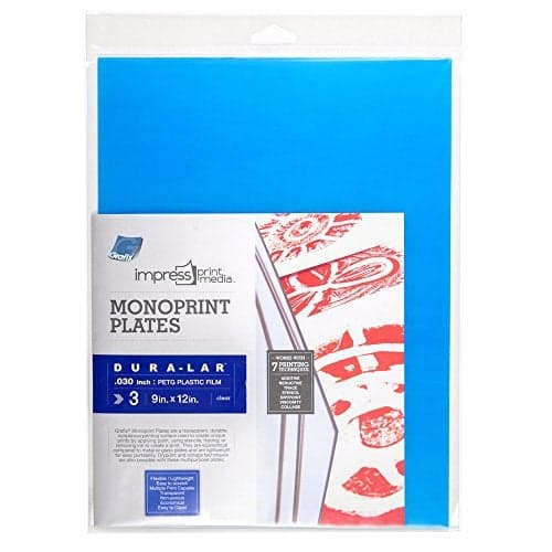 Grafix Impress Print Media Monoprint Plate – 9 x 12”, Pack of 3 – Transparent, Lightweight, Non-porous .030” Dura-Lar Monoprinting Surface, Economical Alternative to Metal or Glass Plates