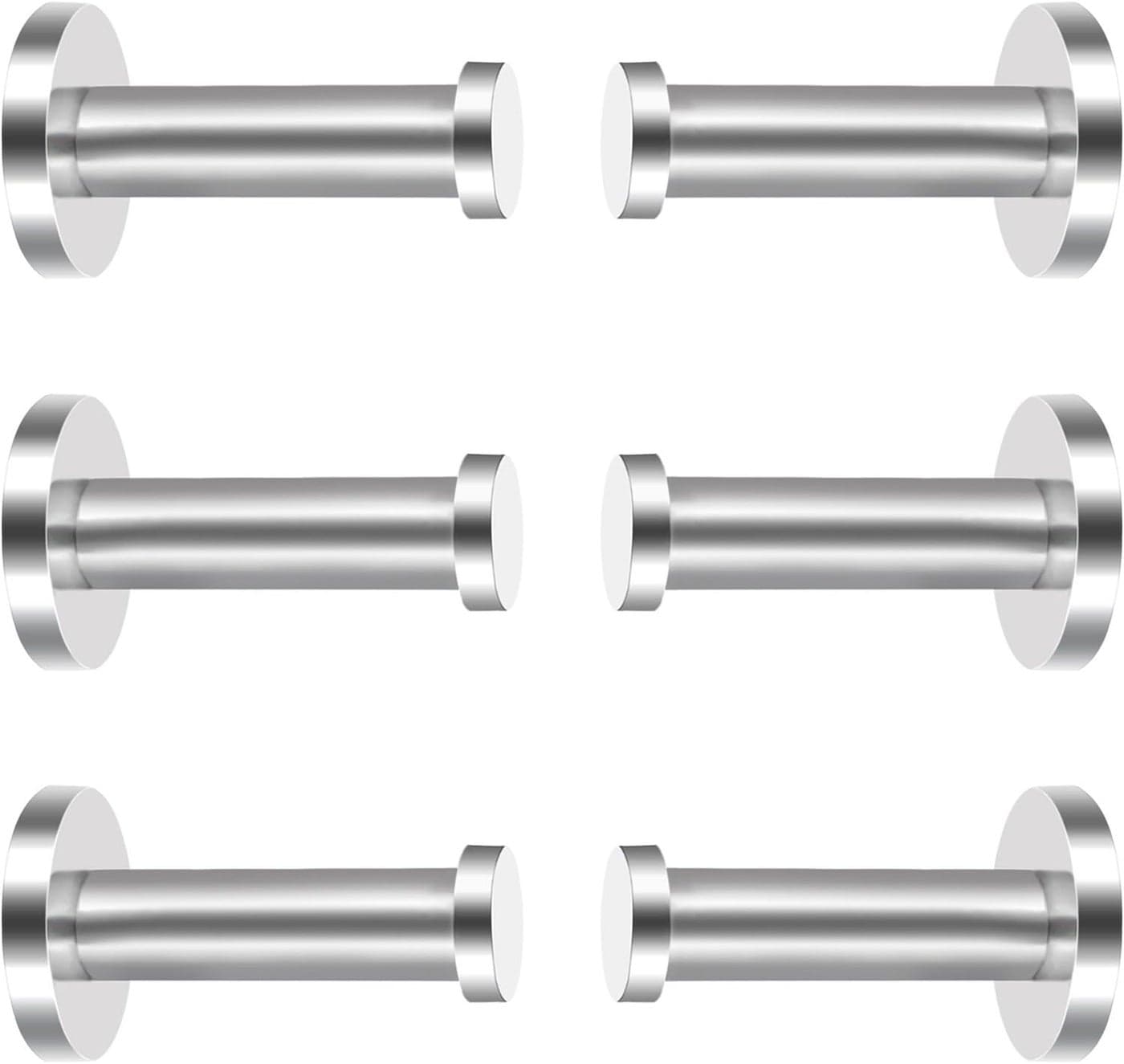EBOOT 6 Pieces Stainless Steel WallMount Robe Hook Coat Hook Towel Wall Hook Brushed Nickel 2 Inch Silver