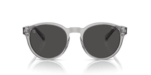 Ralph Lauren PH 4192 541387 Shiny Transparent Grey Plastic Round Sunglasses Grey Lens