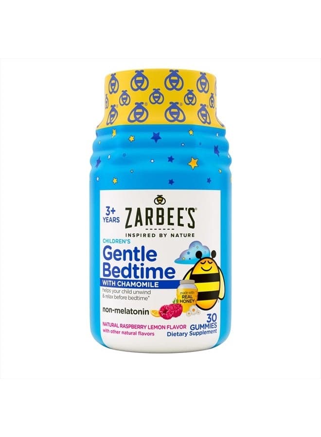 Melatonin-Free Gentle Bedtime Gummies for Kids - Blend of Natural Honey, Raspberry Lemon, and Chamomile Helps Children Unwind and Relax to Prepare for Sleep, 30ct