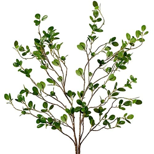 Sggvecsy 43’’ 2Pcs Artificial Ficus Branches Faux Leaf Spray Green Eucalyptus Branches Artificial Greenery Stems Fake Ficus Twig Plants for Home Office Wedding Vase Filler Shop Decoration