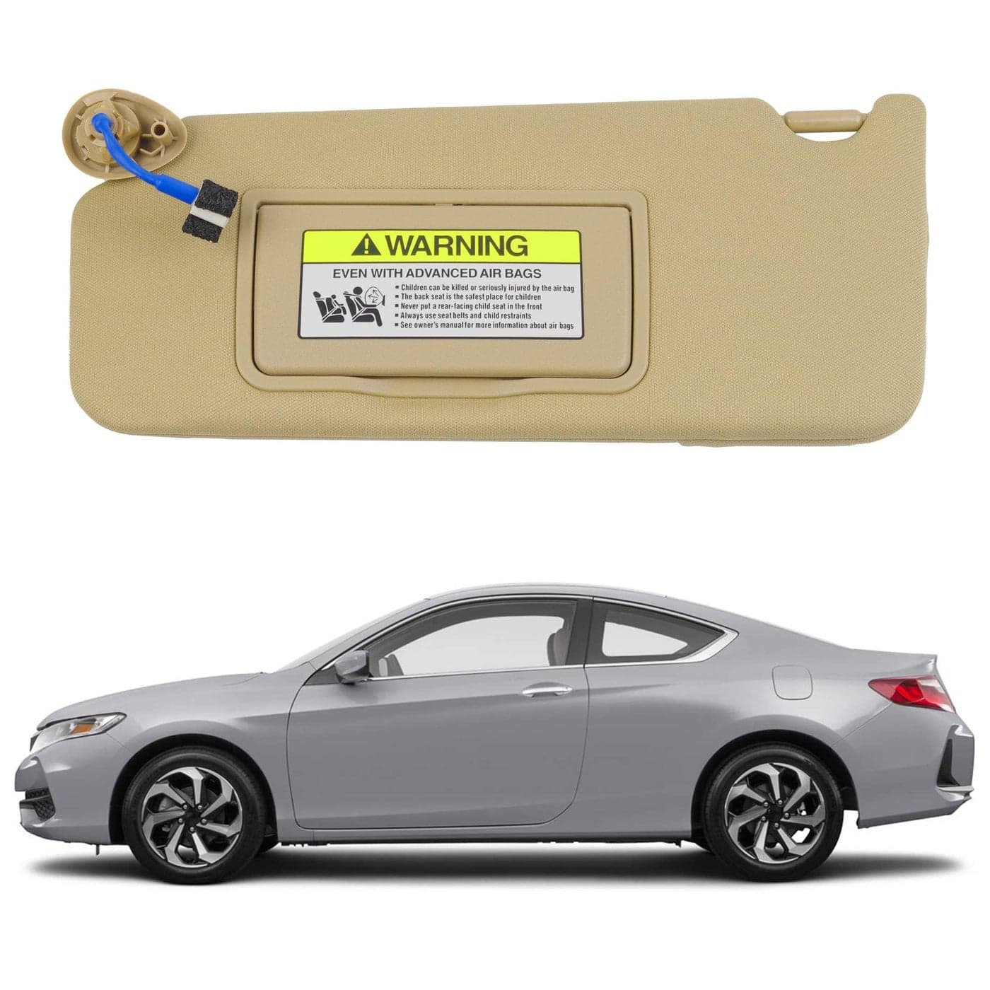 Dasbecan Beige Left Driver Side Sun Visor with Light Compatible with Honda Accord 20082017 Replaces 83280TA5A51ZA