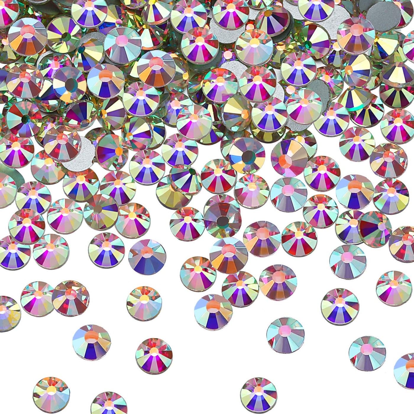 SS20 AB Crystal Diamond Rhinestones Flat Back Round Rhinestones Iridescent Crystals Round Beads Flat Back Glass (1440 Pieces)