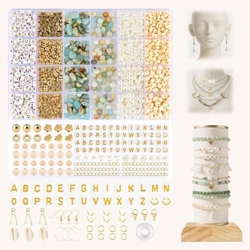Lisaruq Jewelry Making kit 20Varieties 300Natural Stone Beads 1700Beads Accessories and Storage Box can DIY 50Bracelets Necklaces EarringsRings etc Suitable for Adults