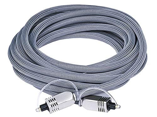 Monoprice 106271 Premium S/PDIF (Toslink) Digital Optical Audio Cable - Silver - 15ft | Heavy Duty Mesh Jacket, Metal Connector Heads, For Play Station, Xbox one, Home theater & More Gray