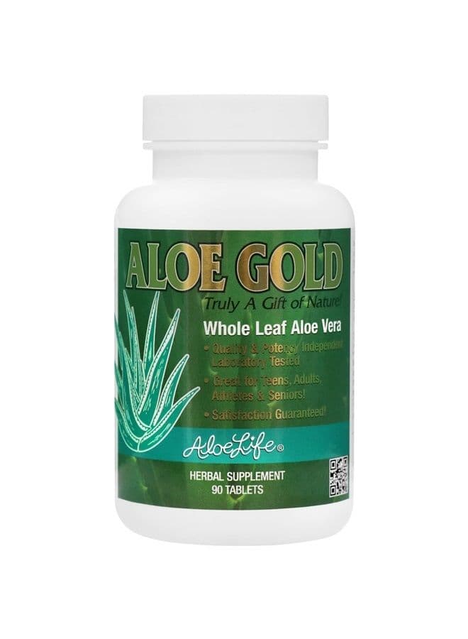 Aloe Gold Tablets, Immune Support & Healthy Herbal Bitters, Supports Proper Digestion, Promotes Energy & Body Wellness, Certified Organically Grown Whole Leaf Aloe Vera Leaves (90 Tablets)