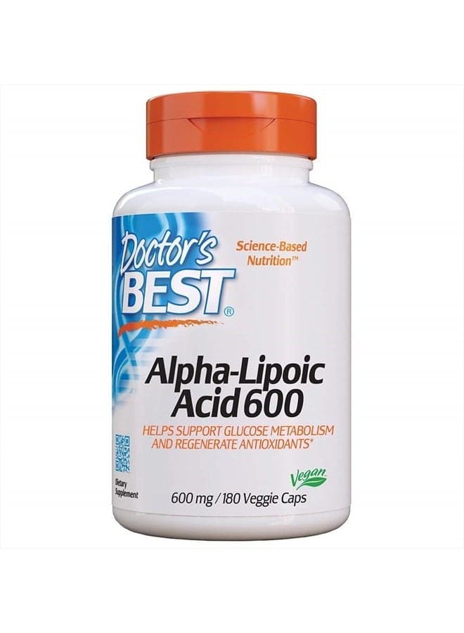 Alpha-Lipoic Acid, Non-GMO, Gluten Free, Vegan, Soy Free, Helps Maintain Blood Sugar Levels, 600 mg 180 Veggie Caps