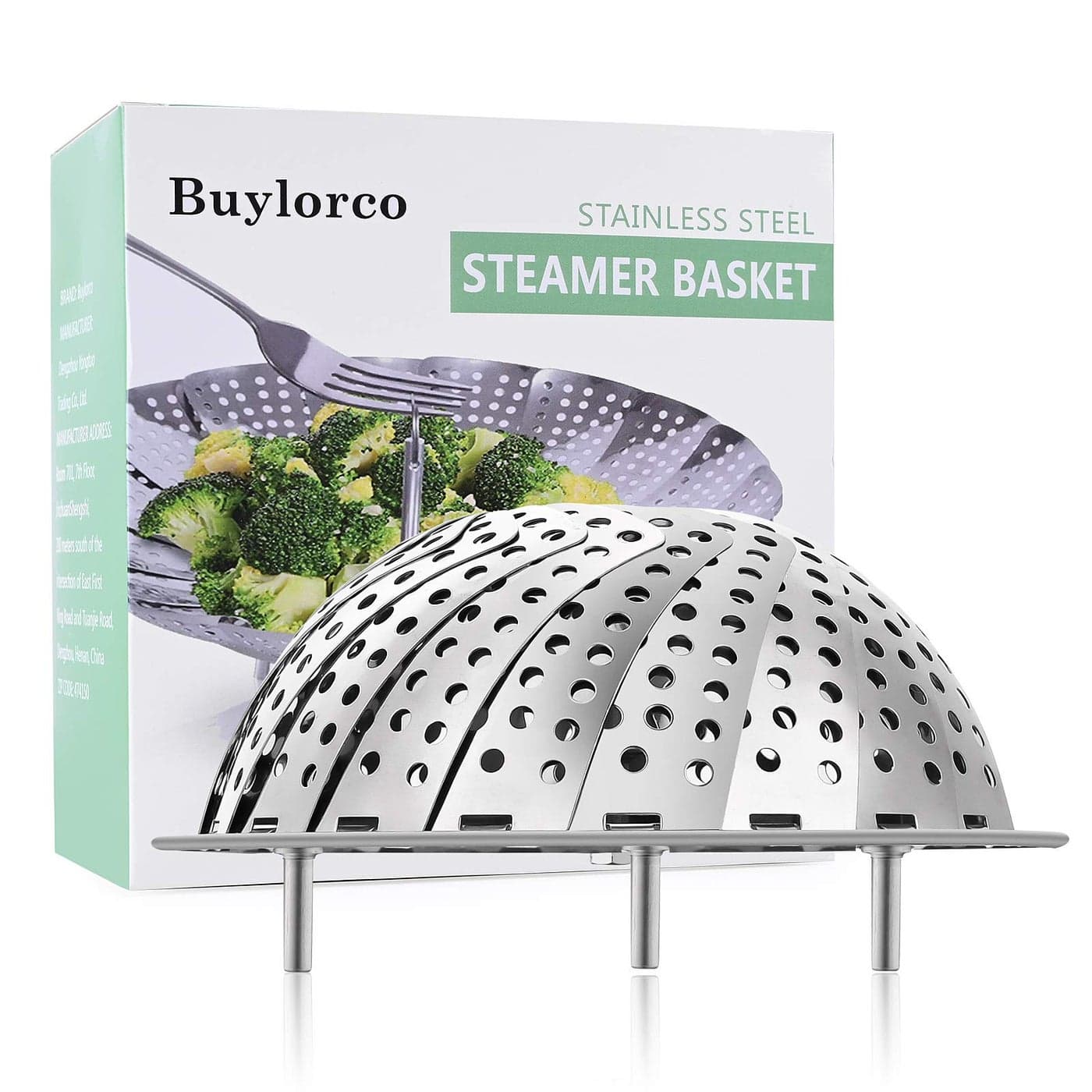 Buylorco Steamer Basket Stainless Steel Folding Vegetable Steamer Insert Steamer Cookware for Veggie Seafood Cooking fit pots for 7 to 11