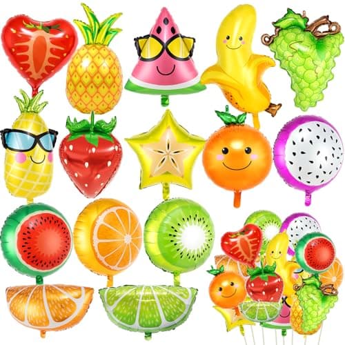 30PCS Fruit Balloons Decoration 15 Styles Fun and Colorful Fruits Foil Balloon for Wedding Baby Shower Party Supplies
