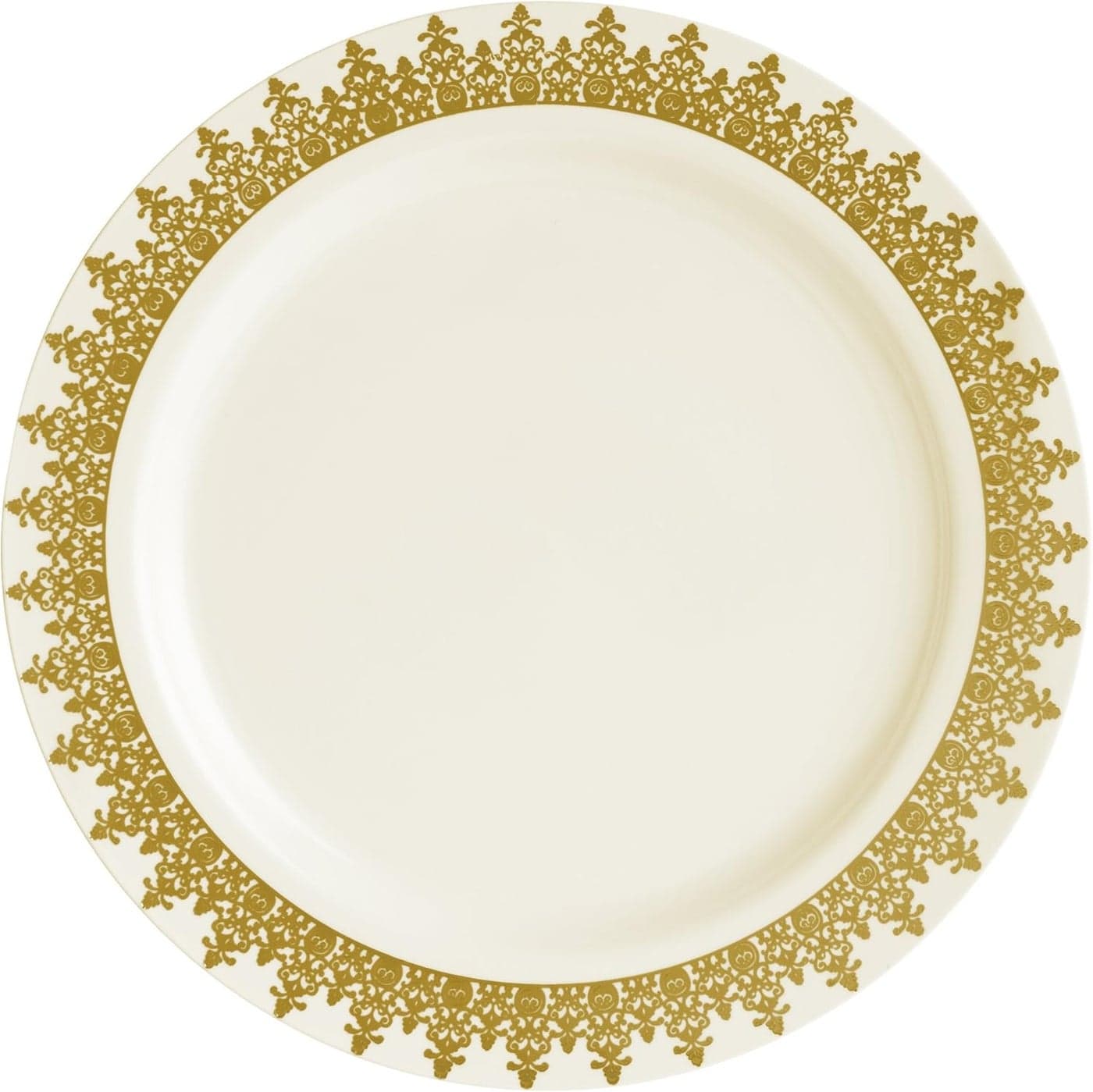 DecorLine Cream and Gold Dinner Plates 1025 Ornament Collection Pack of 10