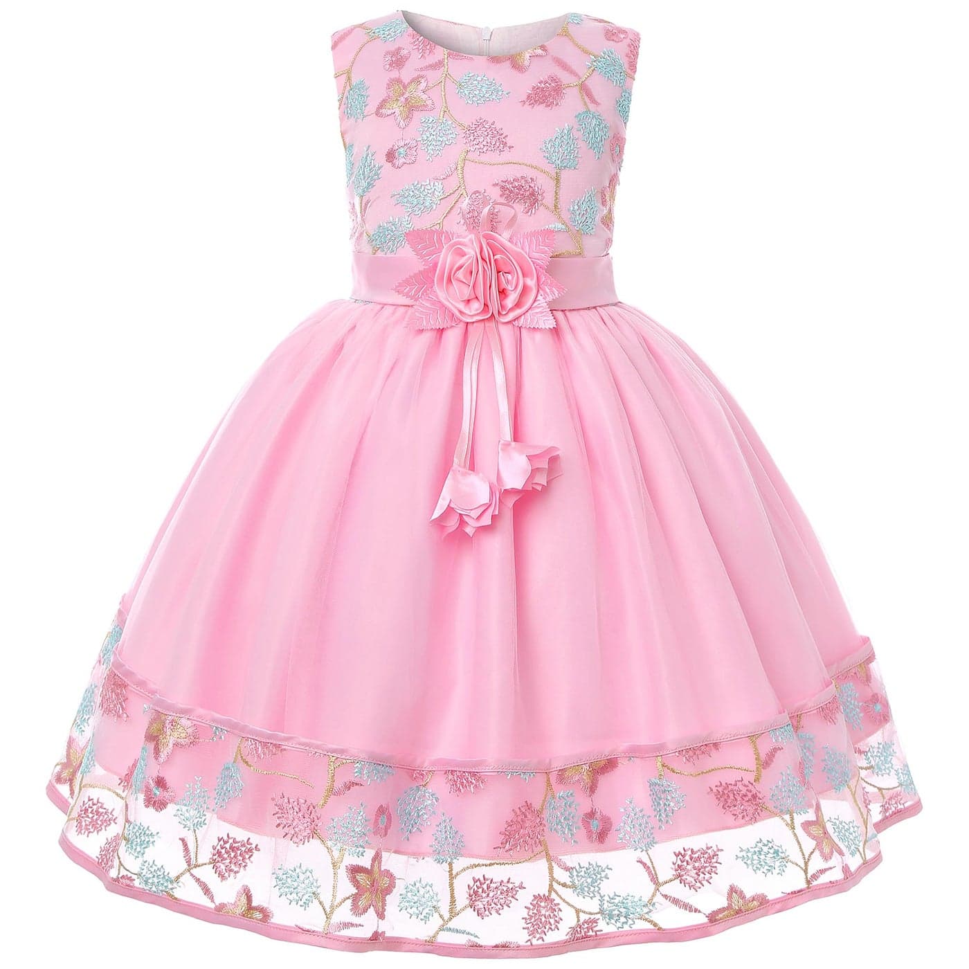BESZANA Girls Dress Bow Design Girls Party Birthday Dress Suitable for Children Aged 214