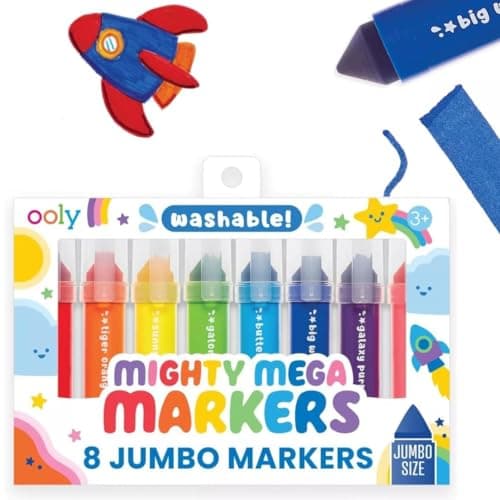 Ooly Thick Toddler Markers with Jumbo Grip Mighty Mega Triangle Tip Markers for Toddlers with Jumbo Barrel Perfect for Little Hands TRIANGLE TIP