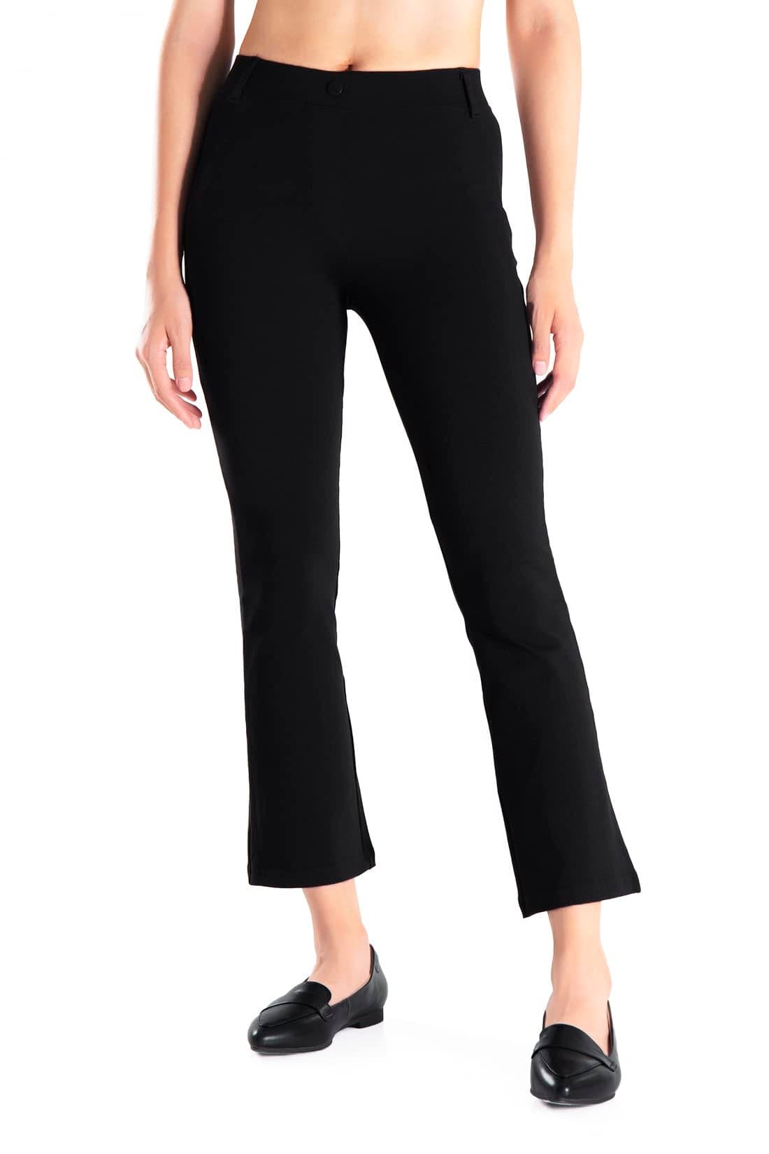 Yogipace,Belt Loops,Women's Flare Cropped Dress Yoga Pants Capris Stretchy Work Ankle Pant,29",Black,Size M