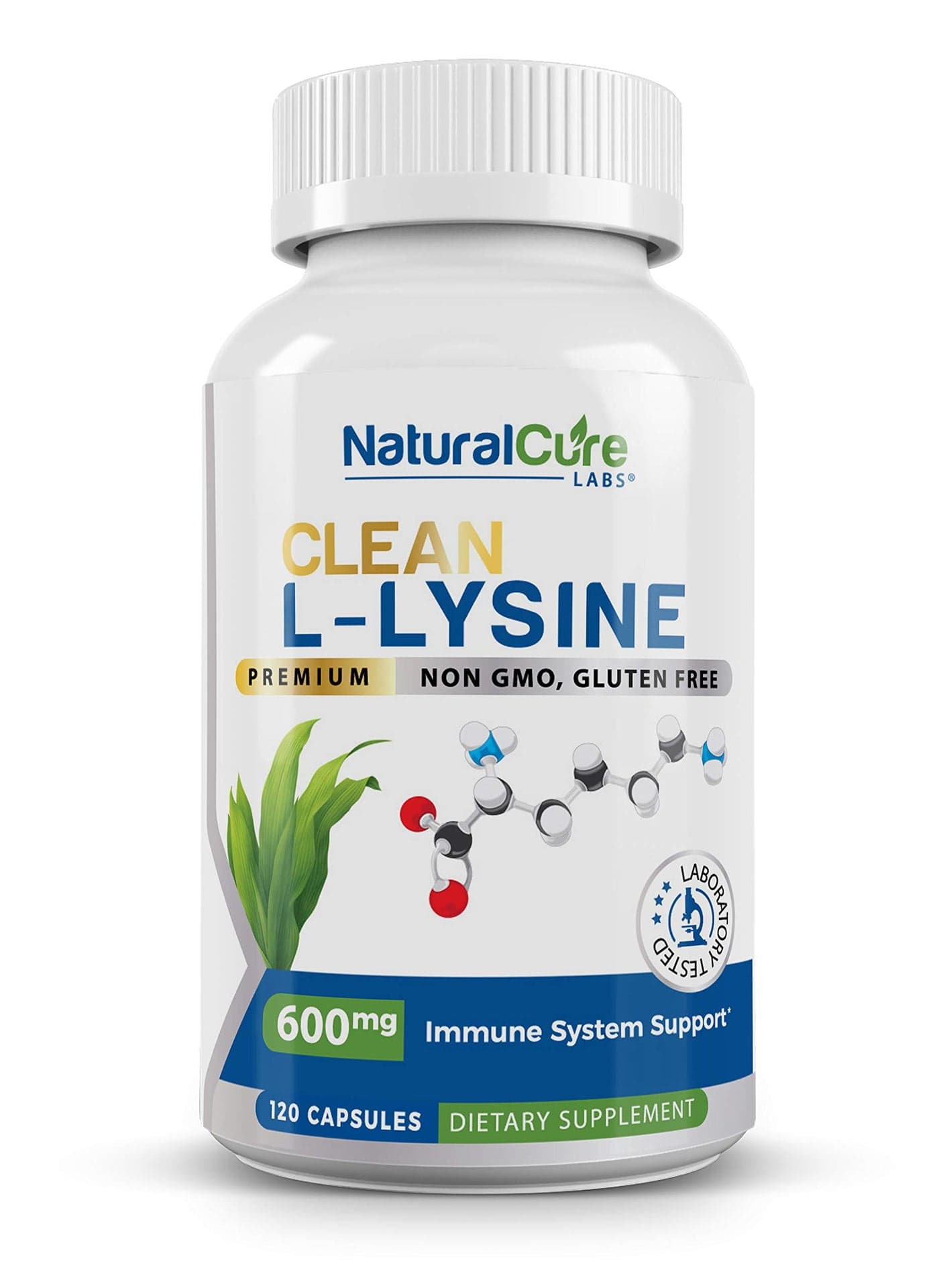 Natural Cure Labs Clean LLysine 600mg 120 Capsules Vegan NonGMO Gluten Free