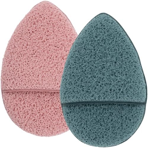 S&T INC. Face Scrubber Exfoliator, Facial Sponges for Face Wash, Reusable Makeup Remover Exfoliating Pads, Blue and Pink, 2.6 in. x 3.9 in., 2 Pack
