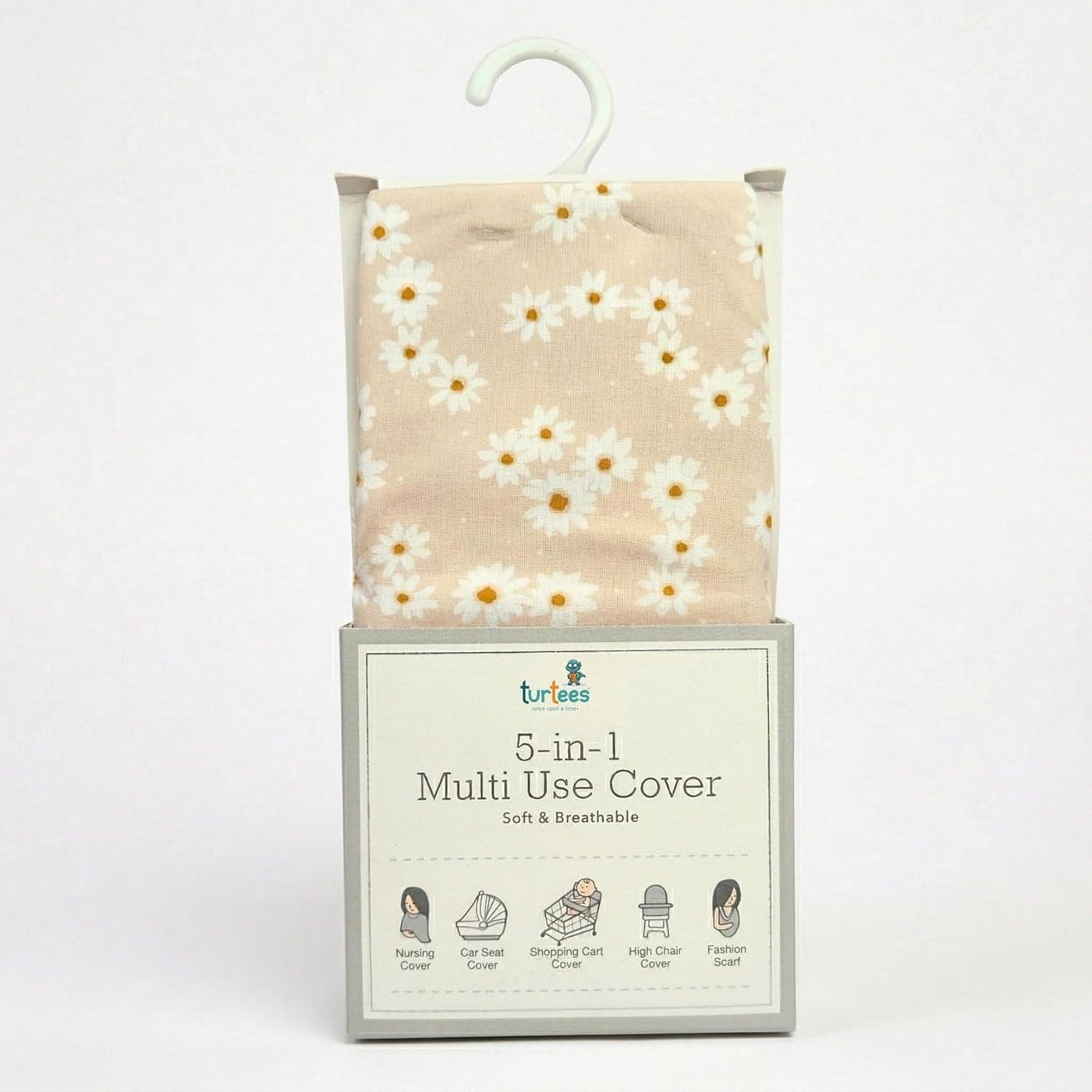 Turtees 5-in-1 Multi Use Nursing Cover - Soft and Breathable Daisy Print