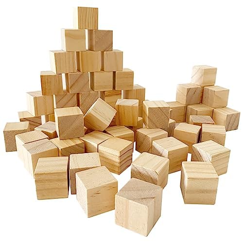 MUXGOA Unfinished Wooden CubesPack of 50 Wood Blocks for Crafting1 Inch Wood Square Blocks for Crafts Making DIY Projects Decor