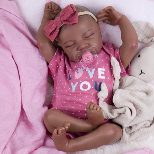 Milidool Reborn Baby Dolls Black Girl 18inch Realistic Baby Dolls Lifelike Soft Vinyl Black American Doll Nice Gift for Kids PreParents GrandParents Doll Collectors