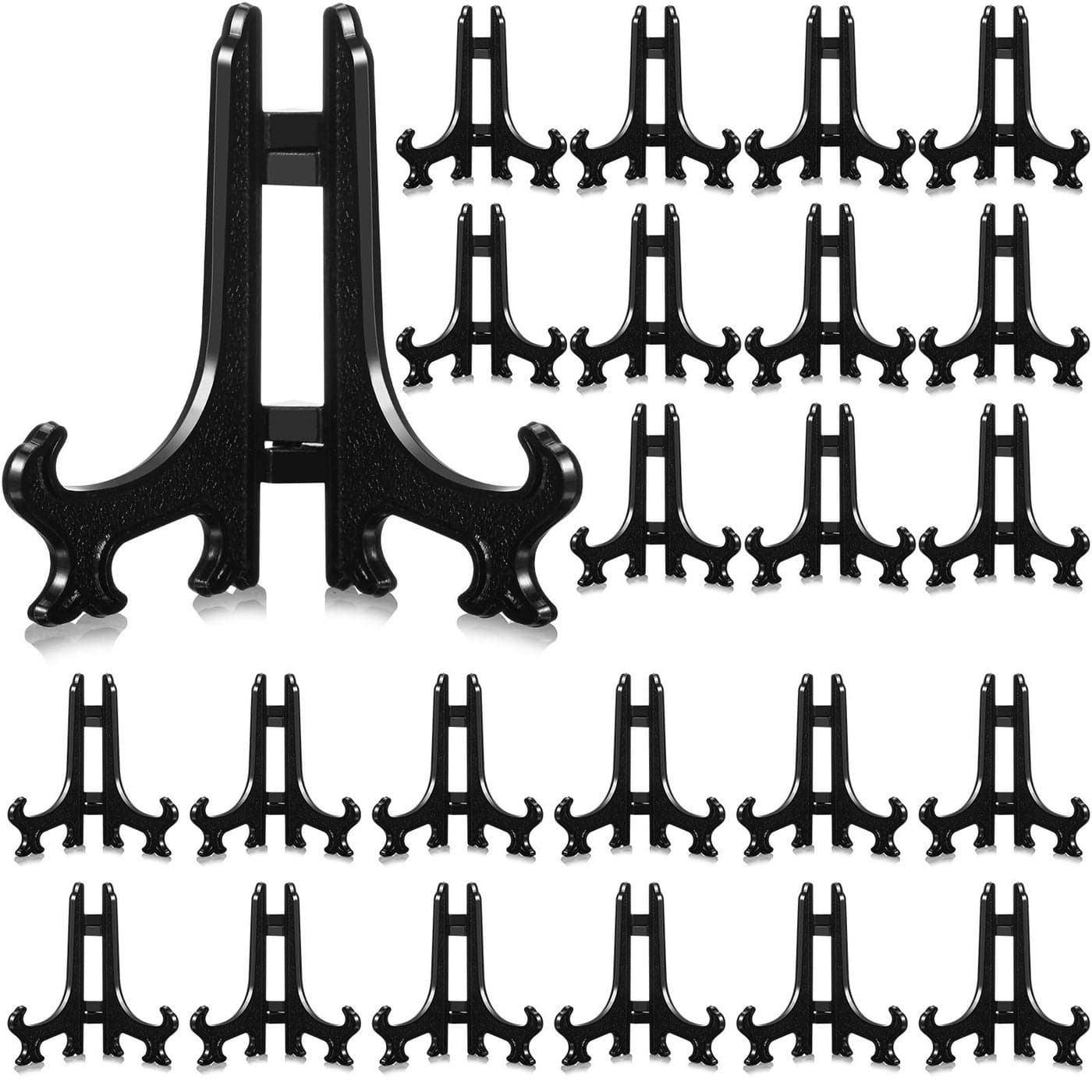 Patelai 48 Pieces Mini Easel Stands Plastic Plate Stand Holder Display Picture Easel for Display Picture Frame Collectibles Desktop Weddings Party Home Decoration5 InchBlack