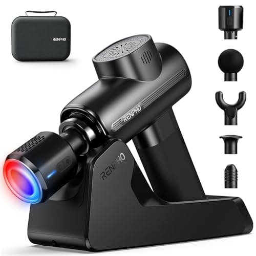 RENPHO Active Thermacool Deluxe Massage Gun Deep Tissue with Charging Stand Fathers Day Dad Gifts Handheld Back Massager with Heat and Cold Percussion Body Muscle Masajeador for Athletes Pain Relief