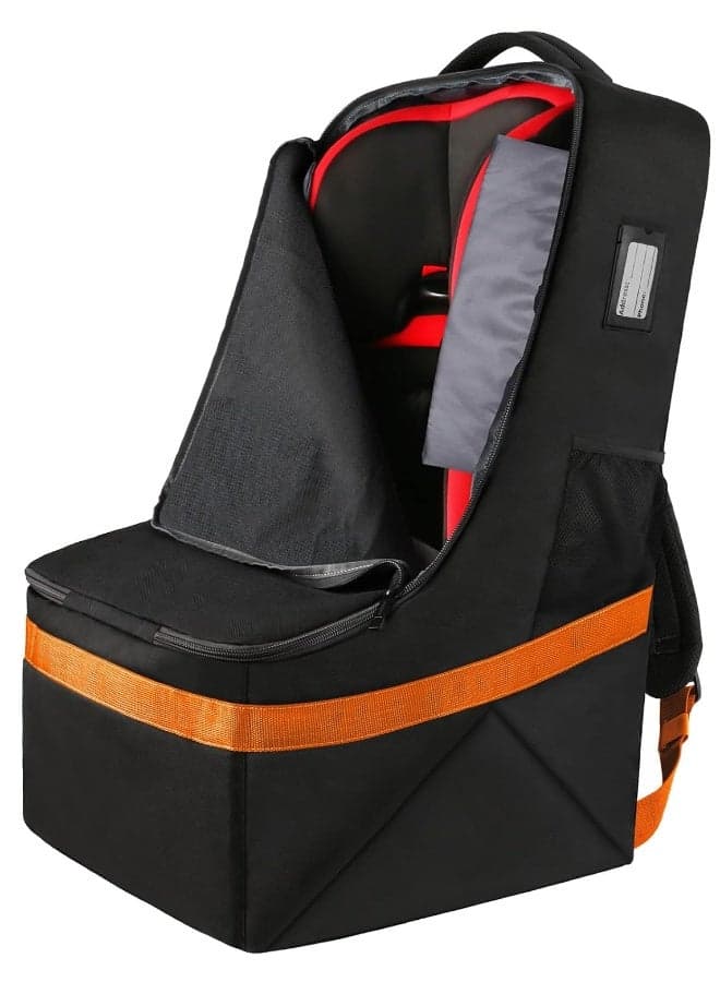 YOREPEK Car Seat Travel Bag, Padded Car Seats Backpack for Air Travel, Heavy Duty Gate Check Carseat Travel Bag for Airplane, Airport Gate Check Bag (Orange)