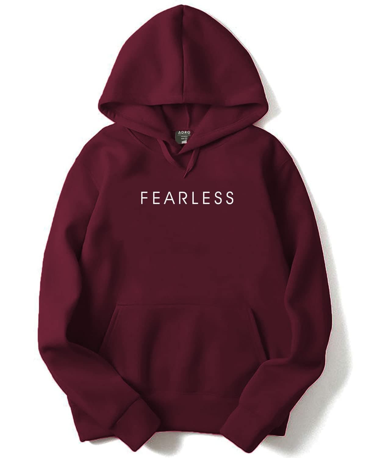 ADRO Men's Cotton Neck Hooded Sweatshirt (H22-M-FRL-MR_Maroon_2XL)