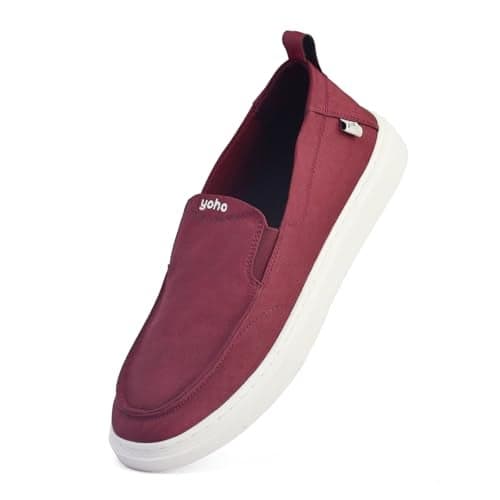 YOHO Kite Men’s Stylish Versatile Breathable Slip-On Sneakers (SoS) | Maroon - UK 10