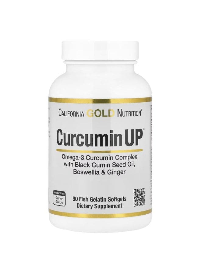 California Gold Nutrition, CurcuminUP™ with Omega-3 Curcumin Complex, Black Cumin Seed Oil, Boswellia and Ginger, 90 Fish Gelatin Softgels