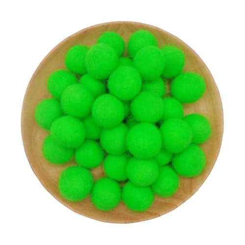 Felt Wool Beads Balls Pom Pom Handmade DIY for Craft Dream Catcher Baby Moile Pompom Home Decor Nursery Party Props (Green 20mm 30pcs)
