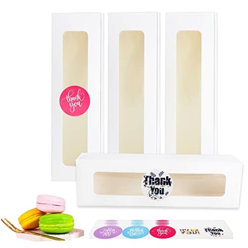 wraphay 30 Pack Macaron Boxes with Window White Pastry for 6 Bakery French Cocoa Truffle Wedding Gift Dessert Cookies Treat Delivery Box Boxes of paper
