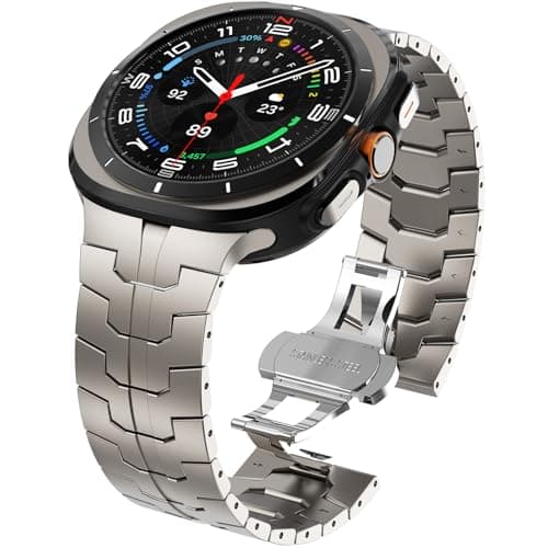 WINGLE Metal Band for Galaxy Watch Ultra Bands 47mm 20252024 Men Rugged Durable Armor Stainless Steel Samsung Galaxy Watch Ultra Band Classy Casual Business Bands Butterfly Folding Clasp Titanium