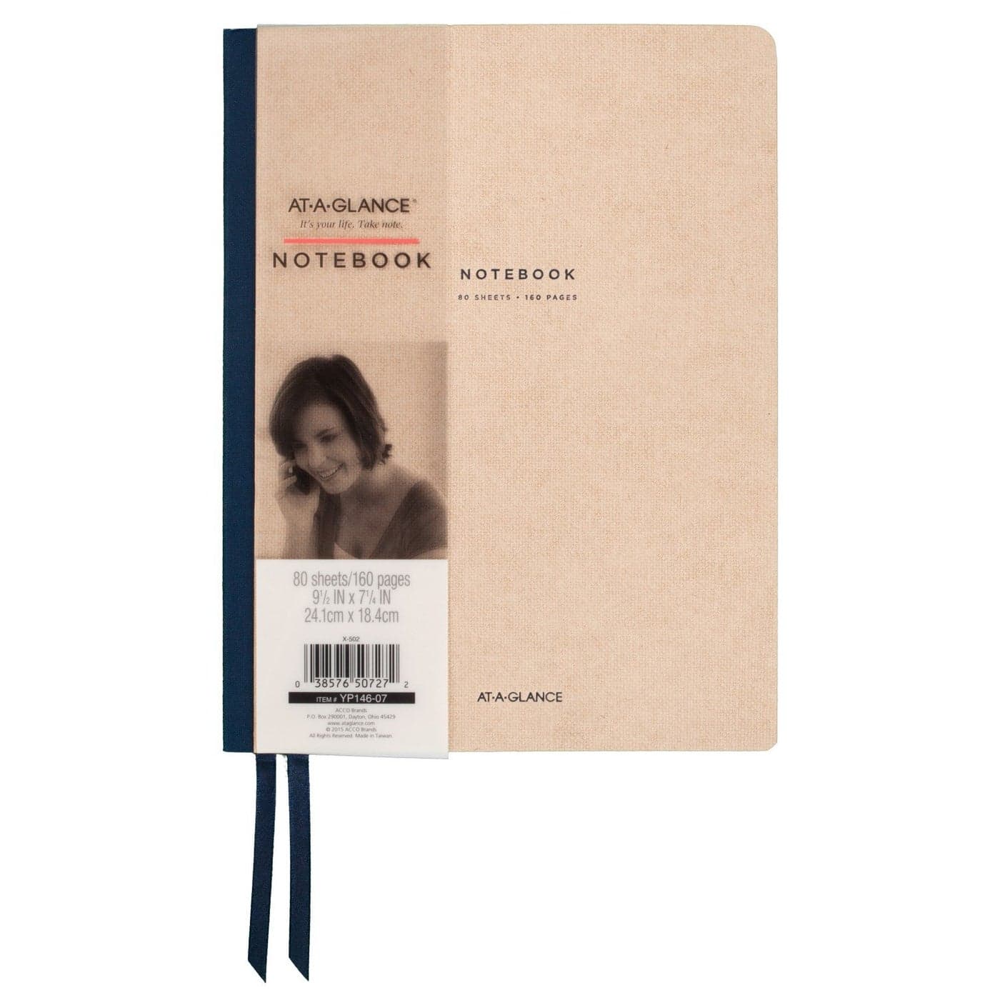 ATAGLANCE Notebook Casebound Ruled 80 Sheets 912 x 714 Collection TanBlue YP14607